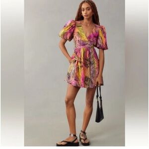 NEW Anthropologie Plenty By Tracey Reese Puff Sleeve Babydoll Mini Dress